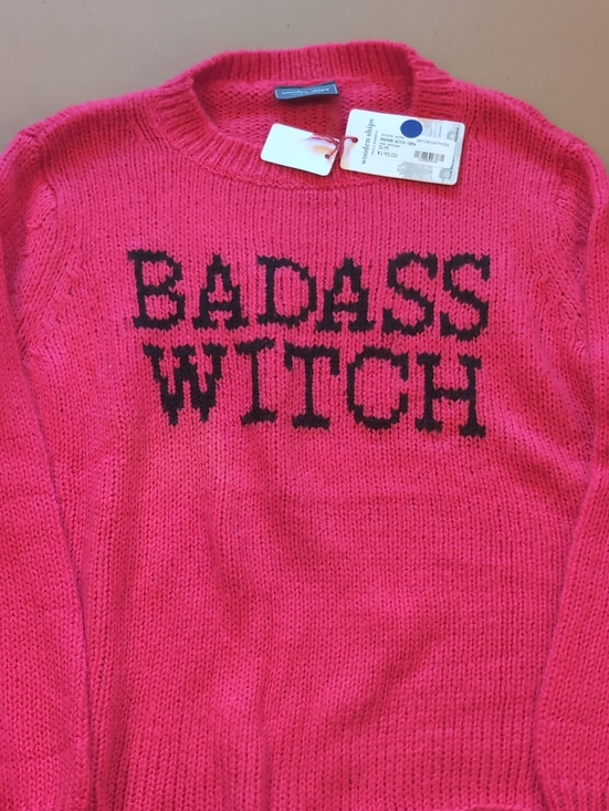 Wooden Ships Sweaters - Wooden Ships Hot Pink 'BADASS WITCH' Crewneck Sweater